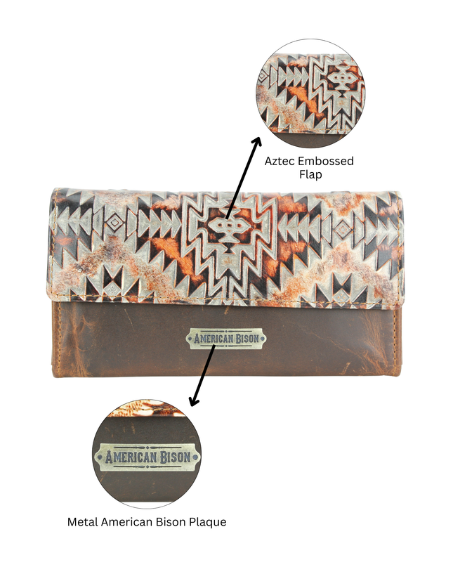 Women’s Rustic Brown Orange Aztec Clutch ABLW 18-2537