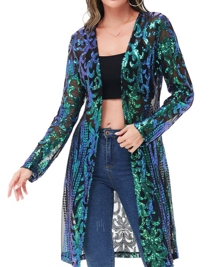 Women's Sparkly Sequin Cardigan Long Sleeve Open Front