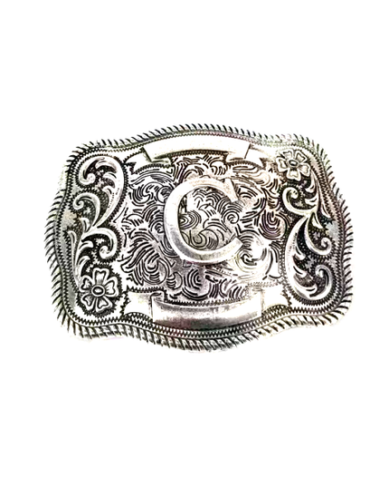 Western Filigree Initial Belt Buckle