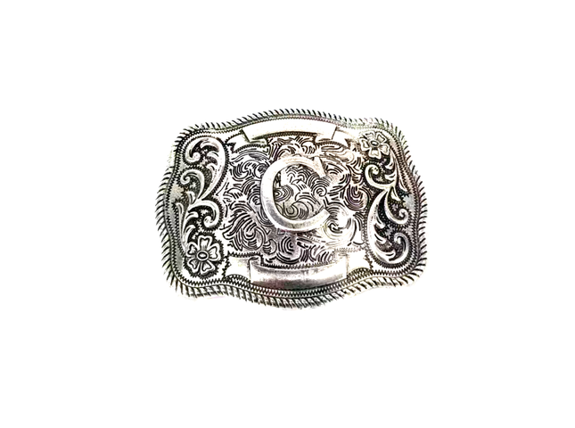 Western Filigree Initial Belt Buckle