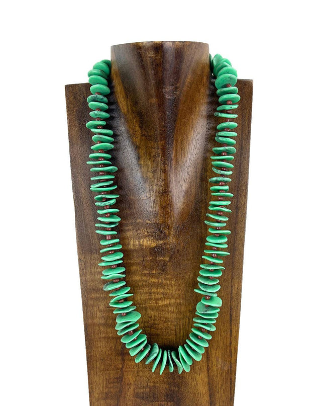 NKZ220905-03    23-inch Nature light green flat stone necklace
