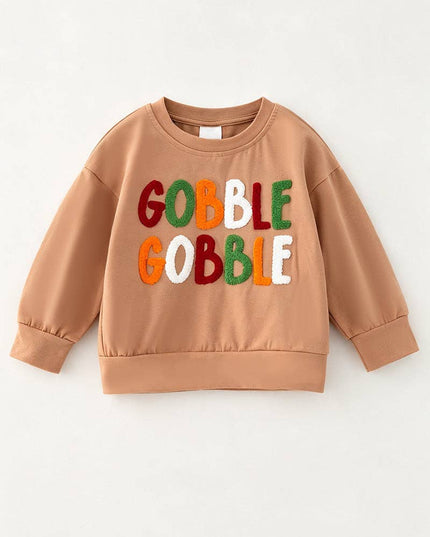Gobble Gobble" Girls applique sweatshirt.