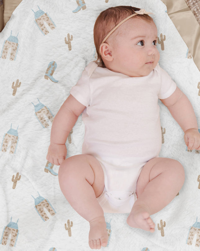 Reversible Baby Blanket Howdy Partner Blue