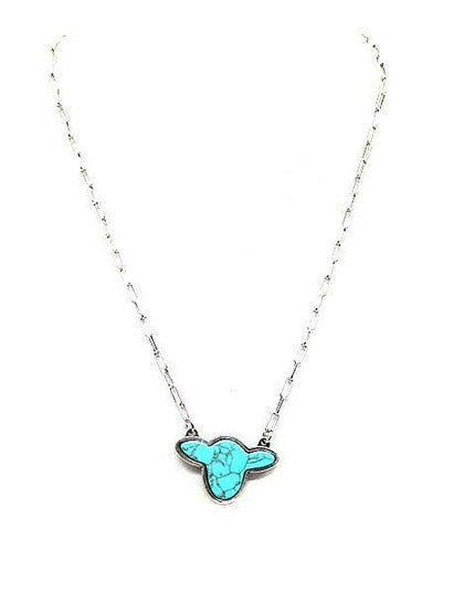 Western Turquoise Cow Head Necklace