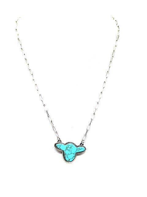 Western Turquoise Cow Head Necklace