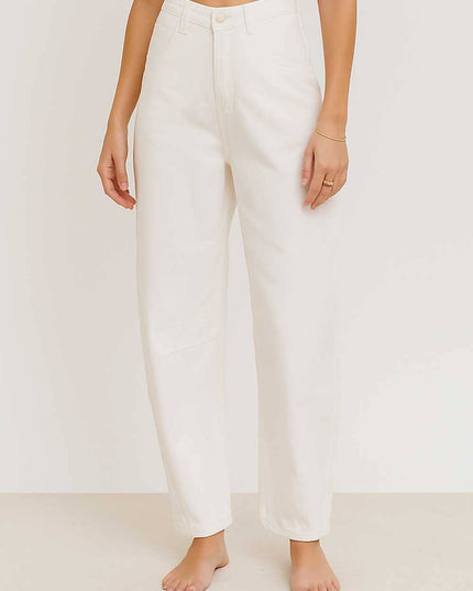 Ladies Mid Rise Wide Leg Barrel Jeans SKP522