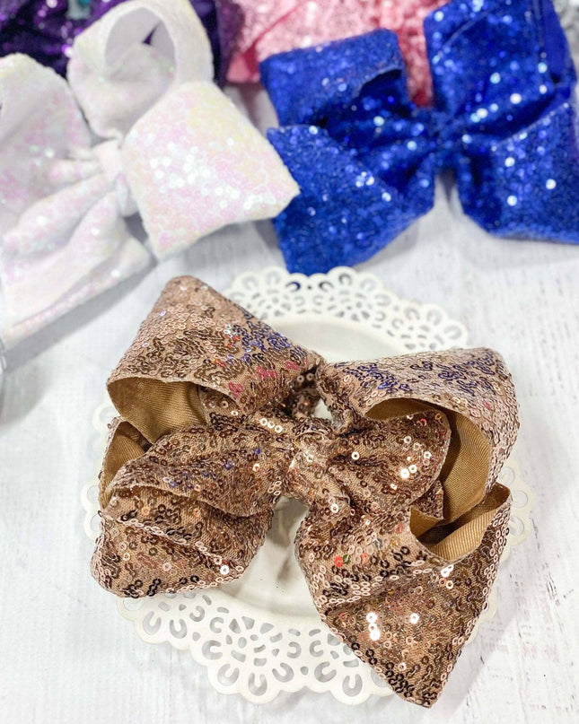 Sequin Texas Size Hair Bows - Alligator Clip - 6.5"