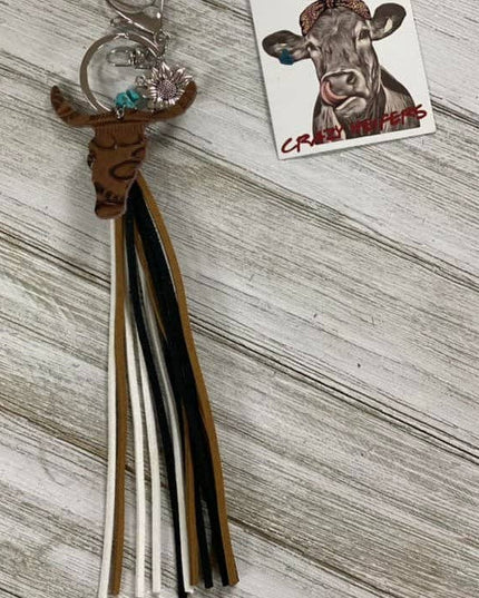 Steer Head Tassel Keychain