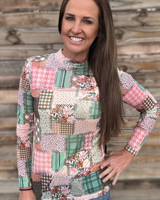 Mosaic Spring Mesh Top