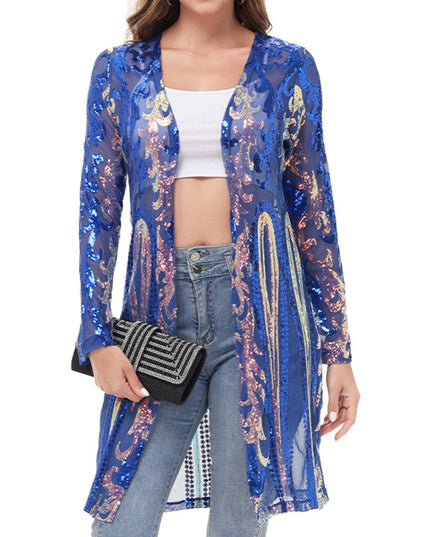 Women's Sparkly Sequin Cardigan Long Sleeve Open Front