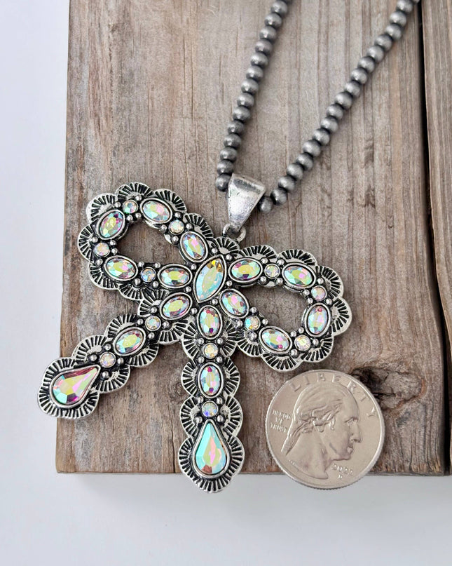 Western Style Coquette Bow Stone Pendant Necklace
