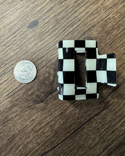 Mini Checked Funky Black Clip