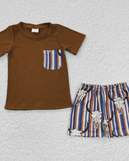 Sibling Brothers Baby Boys Cowboy Western Summer Shorts Sets