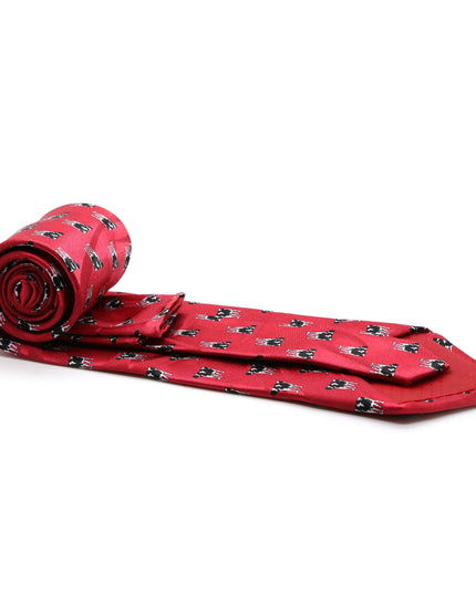 Cow Red Necktie with Handkerchief