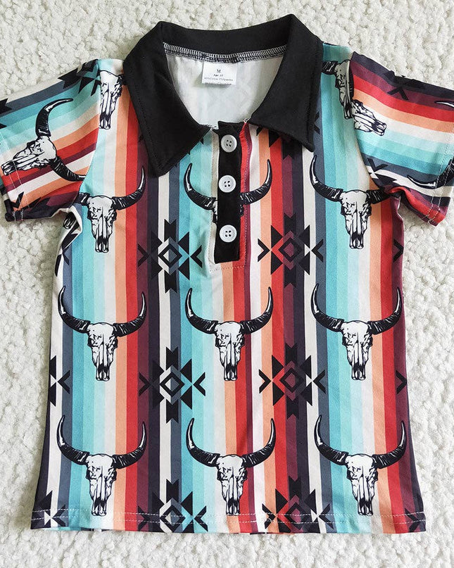 Baby Boys western cow stripe buttons shirts