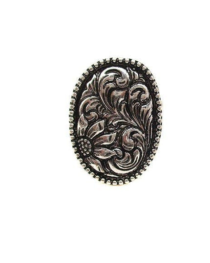 WESTERN FLOWER ETCHED CUFF RING
