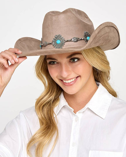 Turquoise Stud Concho Belt Western Cowboy Hat