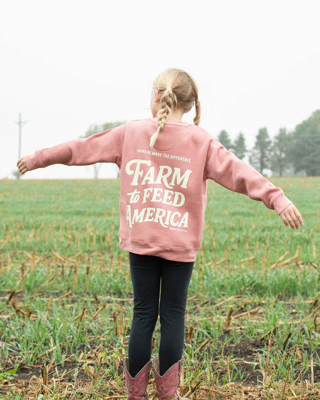 Western 'Farm to Feed America’ Pink Youth Graphic Crewneck