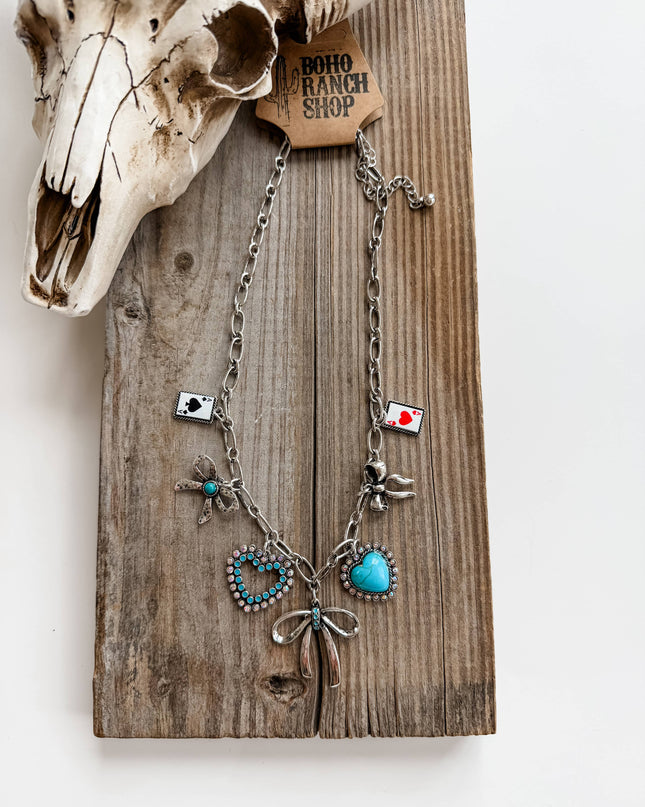 Western Cross - Bow - Multi Charm Necklace