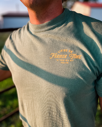 Living On Farmer Time Graphic Tee in Light Green