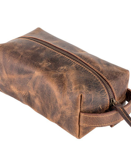 Genuine Leather  Unisex Dopp Kit - Rustic Brown