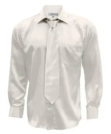 Ferrecci - Men's Regular Fit Satin Shirt, Tie & Hanky Set