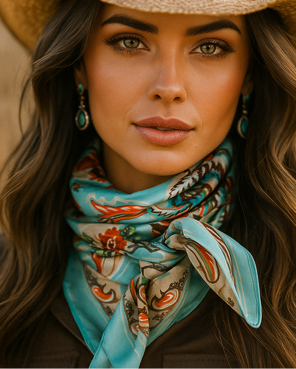 35X35" Turquoise That So 70's Paisley Wild Rag / Scarf WR230