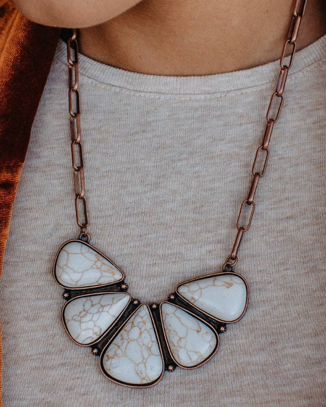 Moth to the flame cream stone necklace