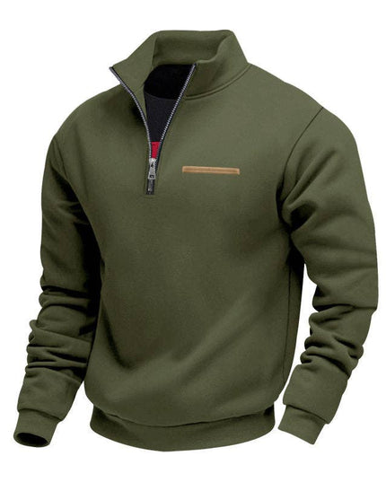 Half Zipper Loose Stand Collar Men Pullover Hoodie
