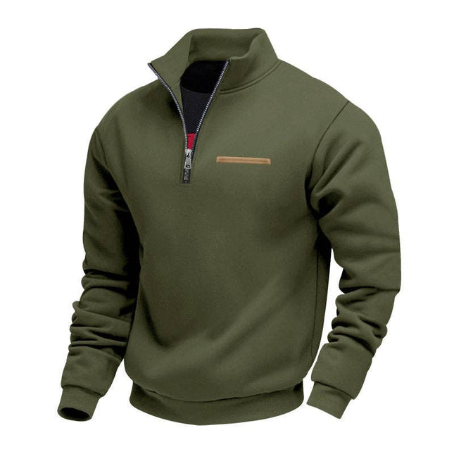 Half Zipper Loose Stand Collar Men Pullover Hoodie
