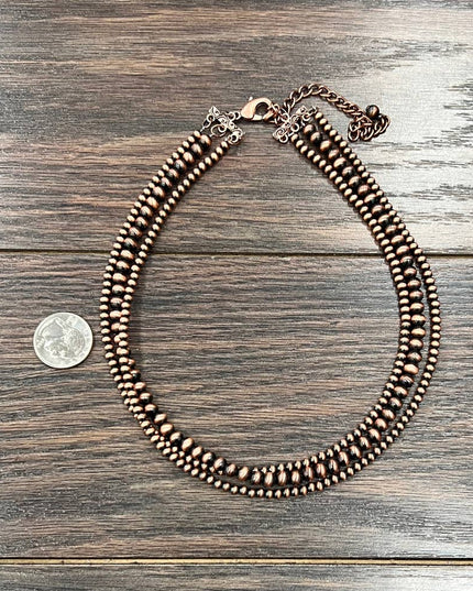736511, Handmade 18" Copper Navajo Bead Necklace