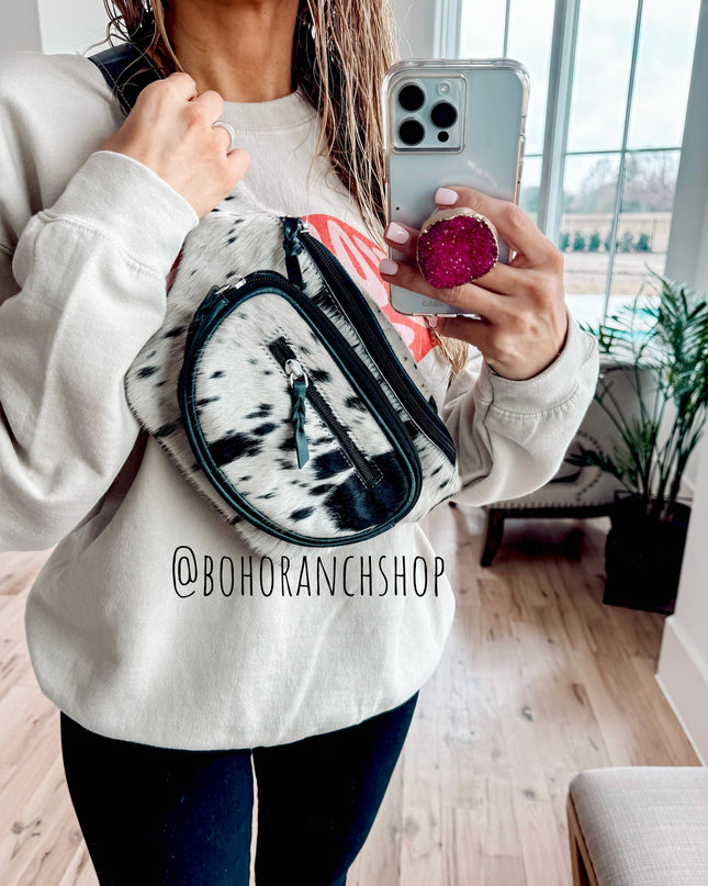 Western Hairon Cowhide Fanny Pack - bum bag sling bag