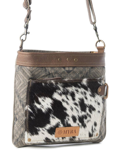 Aztec Hide Western Crossbody Bag for Women in olive with hairon detail