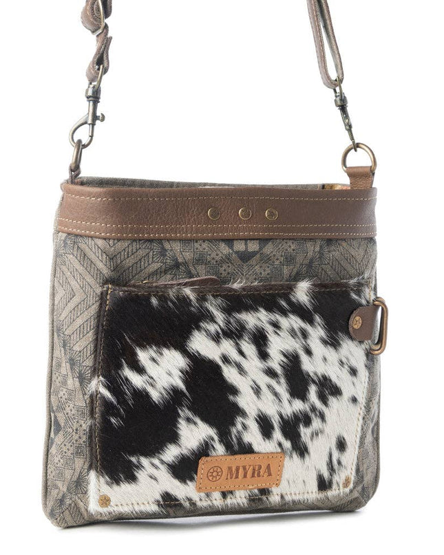 Aztec Hide Western Crossbody Bag for Women in olive with hairon detail