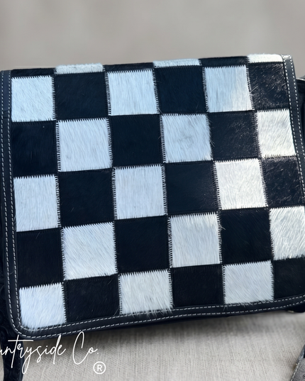 Bandera Nights Checkered Cowhide Purse