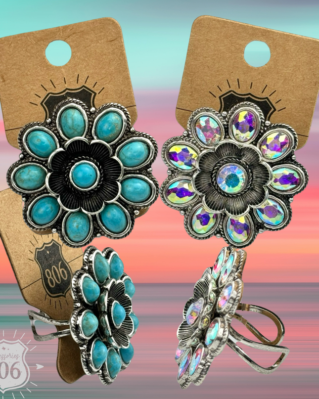Western flower shape ring