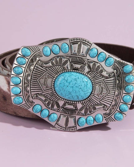 Western Turquoise Concho Buckle Belt