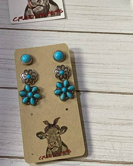 Turquoise Stud Sets-3-Pairs