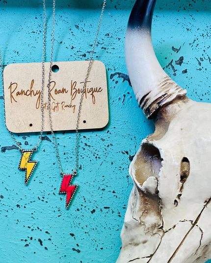 Thunder Bolt Pendant Red Turquoise Necklace
