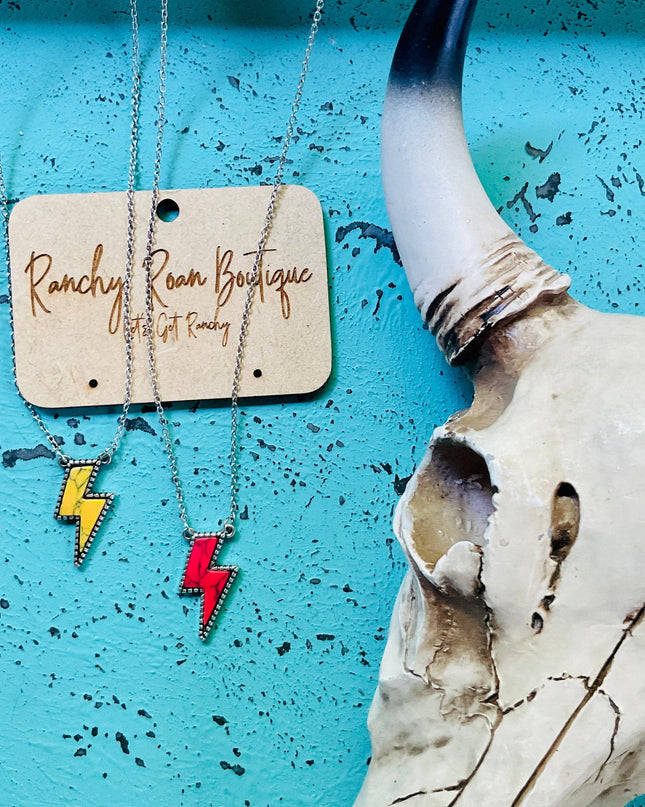 Thunder Bolt Pendant Red Turquoise Necklace