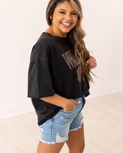 Wranglin' on Black Tee