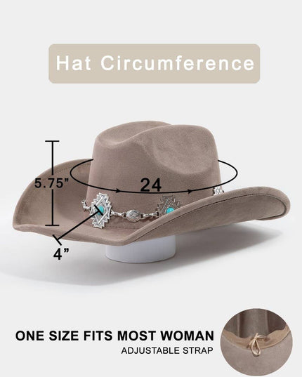 Turquoise Stud Concho Belt Western Cowboy Hat