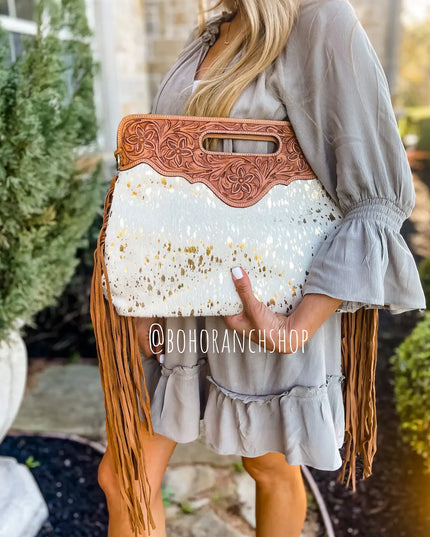 The Maggie Cowhide Leather Crossbody + Back zippered pockets