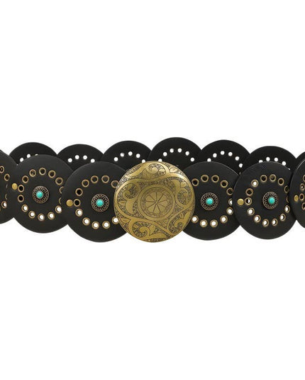 Studded Circular Disc Snap Y Shape Punk Belt | 40BT657