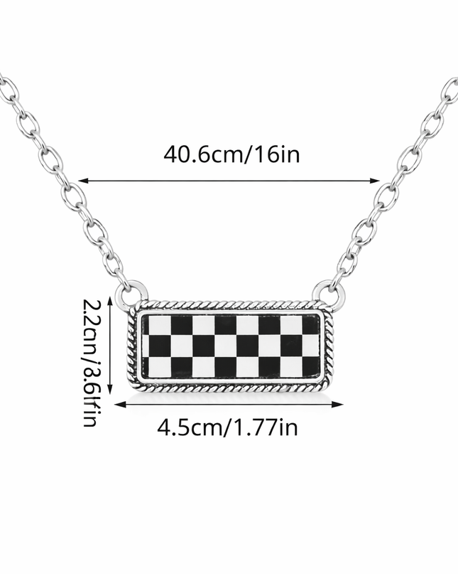 Checkmate Cowgirl Pendant Necklace