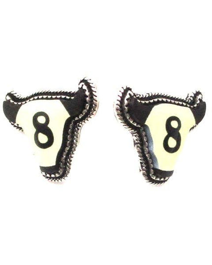 Western Steer Head 8 Ball Post Earring