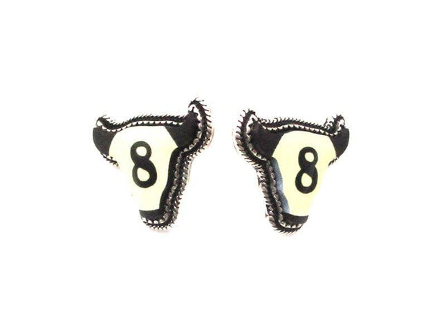 Western Steer Head 8 Ball Post Earring