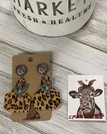 Cow Tag Earrings W/ Charms