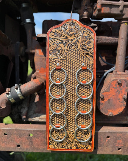 Genuine Western Tooled Leather Wild Rag Scarf Display Holder Keeper a Double B Wild Rags Exclusive