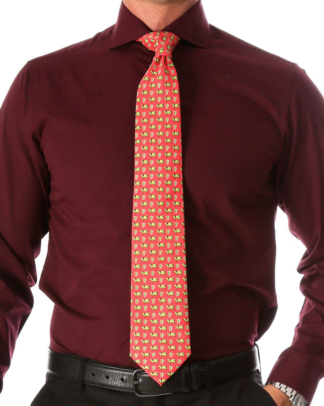 Cow Coral Necktie with Handkerchief Set